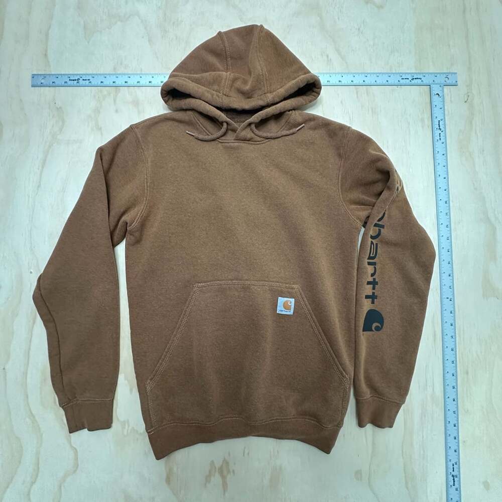 Carhartt Original Fit Hoodie Size XS Brown Logo Sleeve